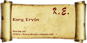 Kory Ervin névjegykártya
